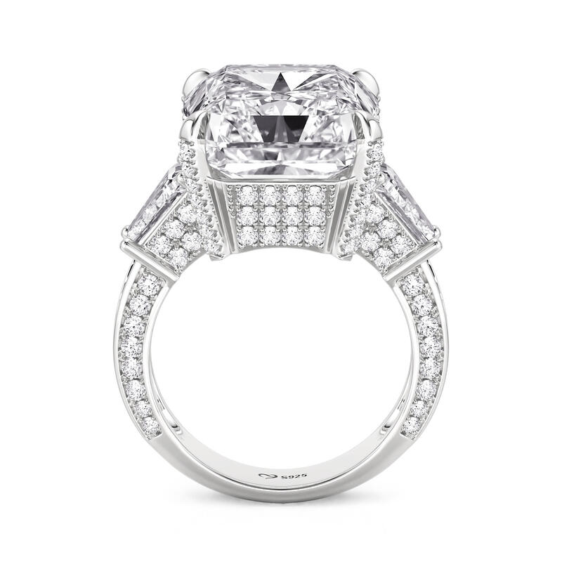 Jeulia Luxury Three Stone Radiant Cut Engagement Ring