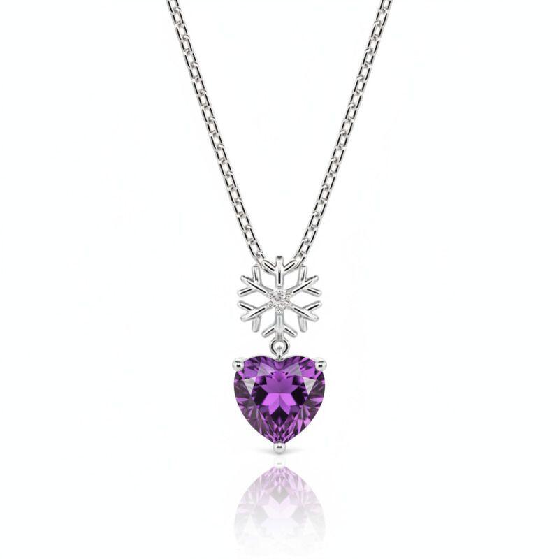 Jeulia Custom Snowflake Heart Birthstone Necklace