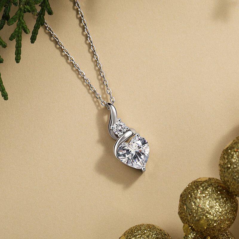 Jeulia Custom Twisted Two Stone Heart Necklace