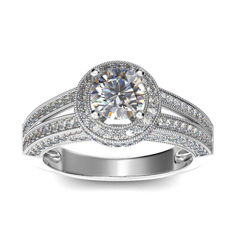 Jeulia Halo Rotondo Taglio Anello In Argento Sterling