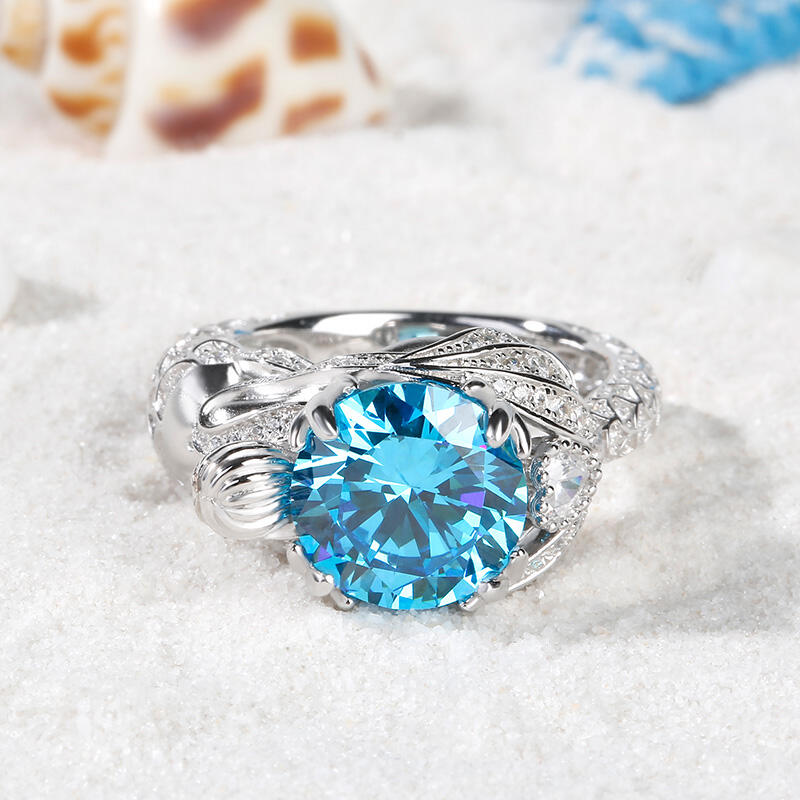 Jeulia "Goddess of the Sea" Sterling Silver Mermaid Ring