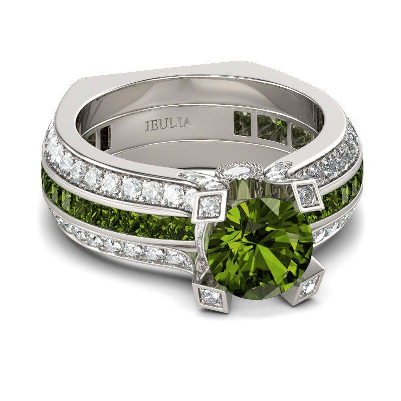 Jeulia Zestaw Wymiennych Pierścionków Srebrnych z Okrągłym Szlifem