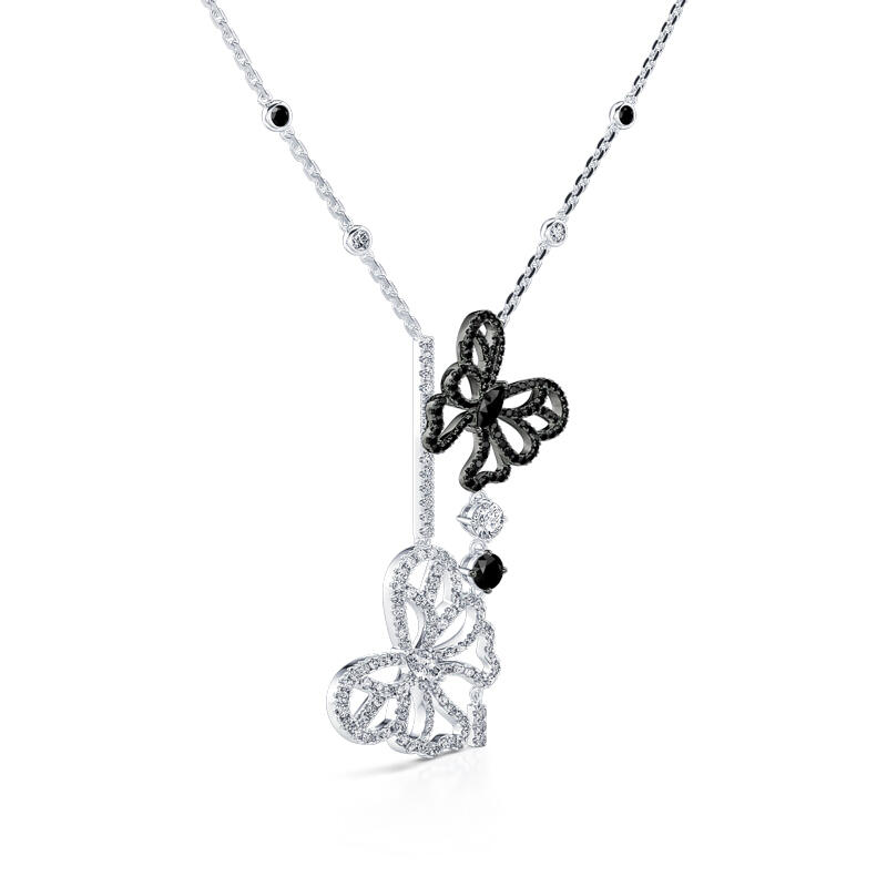 Jeulia "Be Free" Two Butterflies Sterling Silver Necklace
