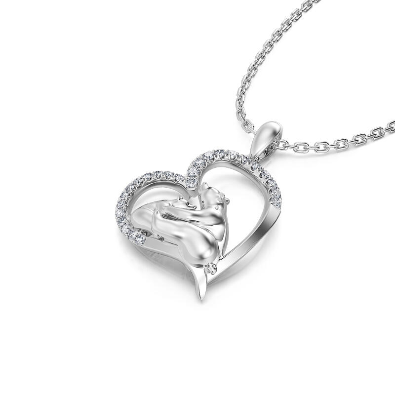 Jeulia Colar de prata esterlina mãe e bebê urso polar no colar de coração