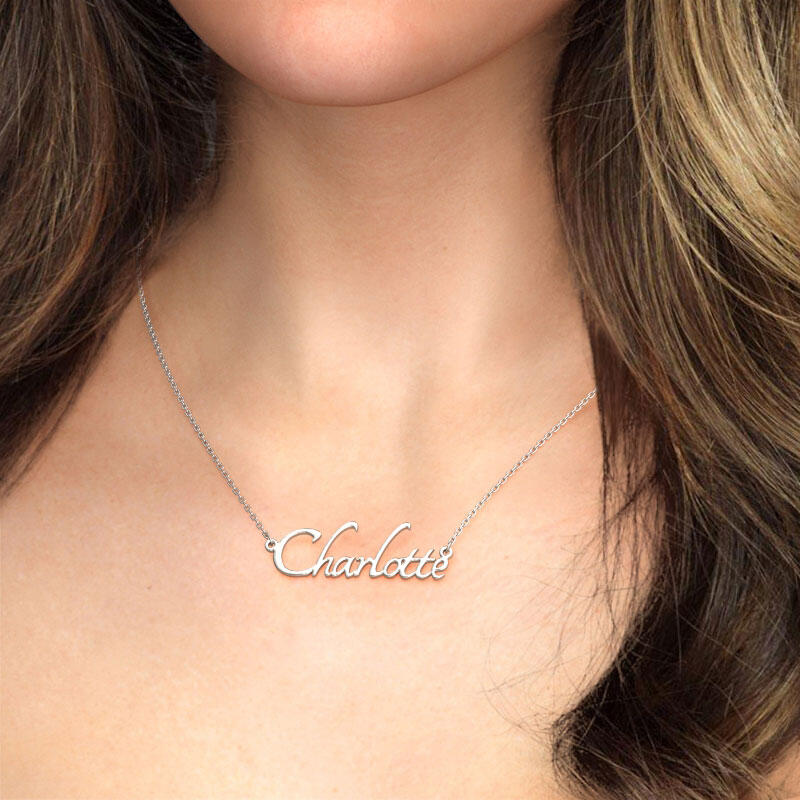 Jeulia Silver Tangerine Style Name Necklace