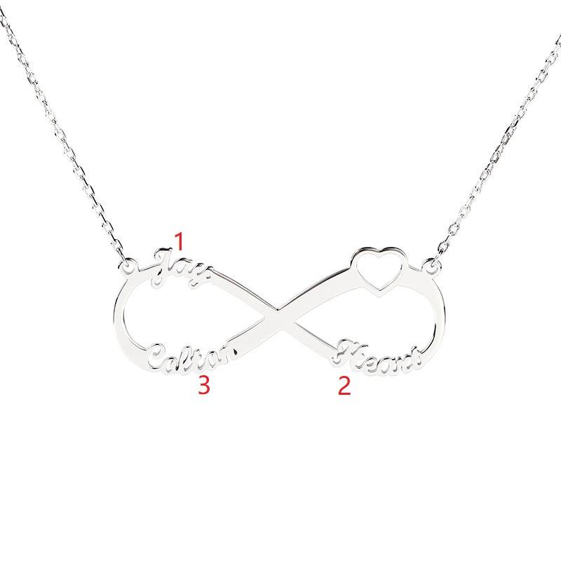 Jeulia Collar Con Forma De Corazón De Tres Nombres De Infinito En Plata De Ley