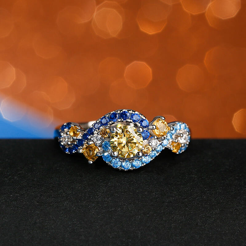 Jeulia "The Starry Night" Round Cut Sterling Silver Jewelry Set