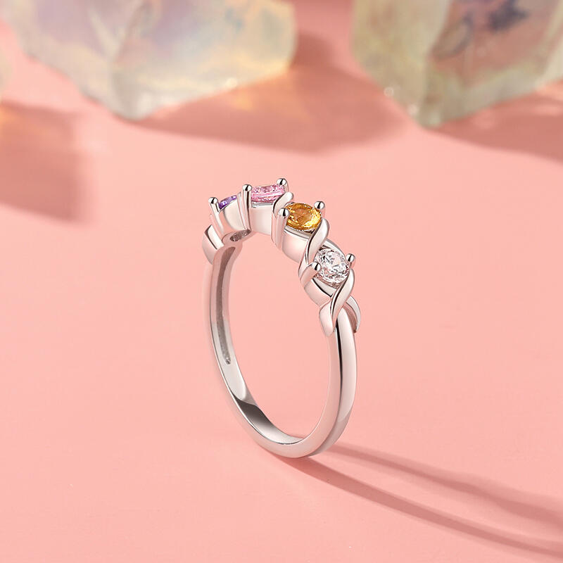 Jeulia "Infinite Love" Family Ring with Birthstones Sterling Silver