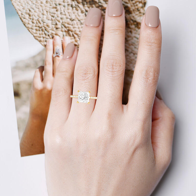 "Whisper of Forever" 2ct Princess Cut Side Stone Engagement Ring