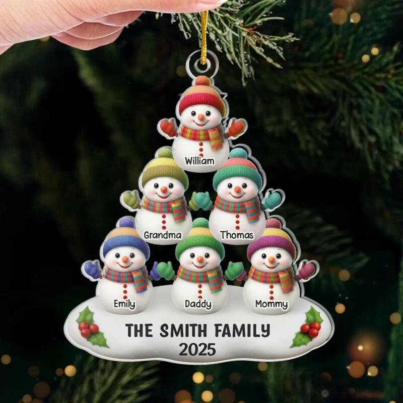Personalized Snowman Pendant with Name Customization Christmas Gift for Family