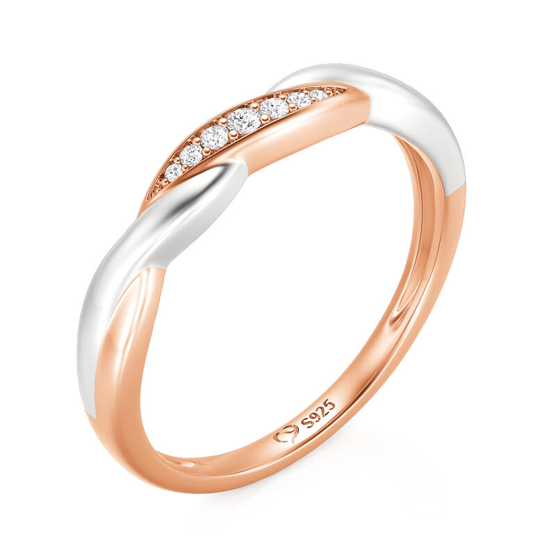 Jeulia Amore Two Tone Twist Ring for Women Sterling Silver