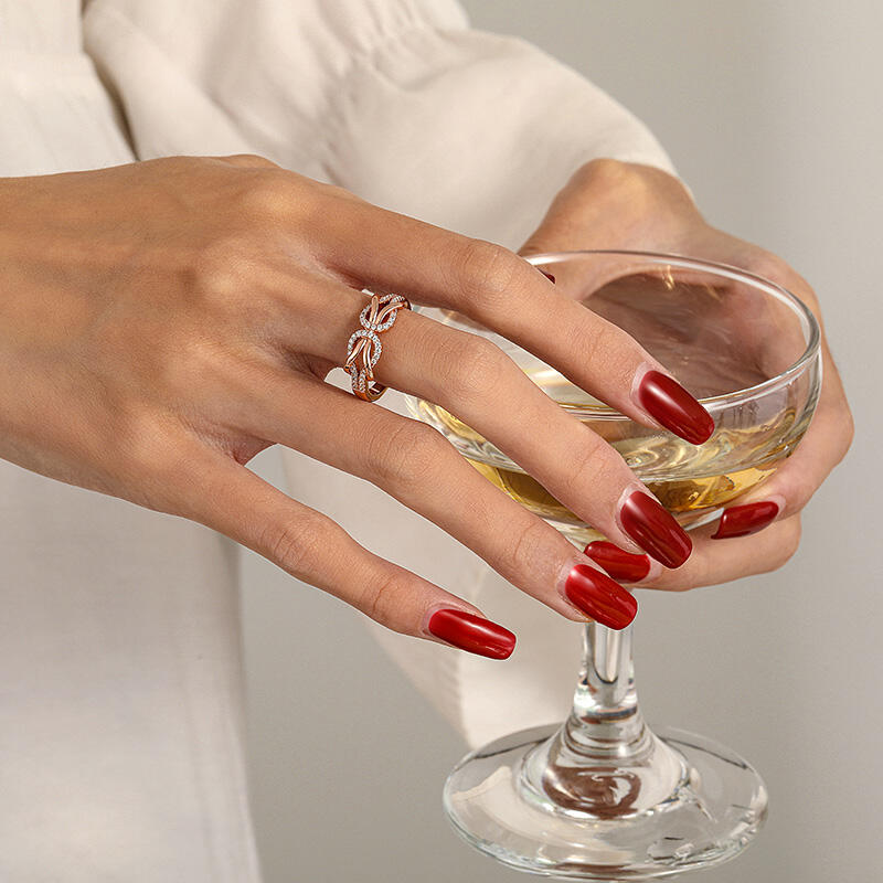 Jeulia Aliança de Casamento Infinito Clássica em Ouro Rosa