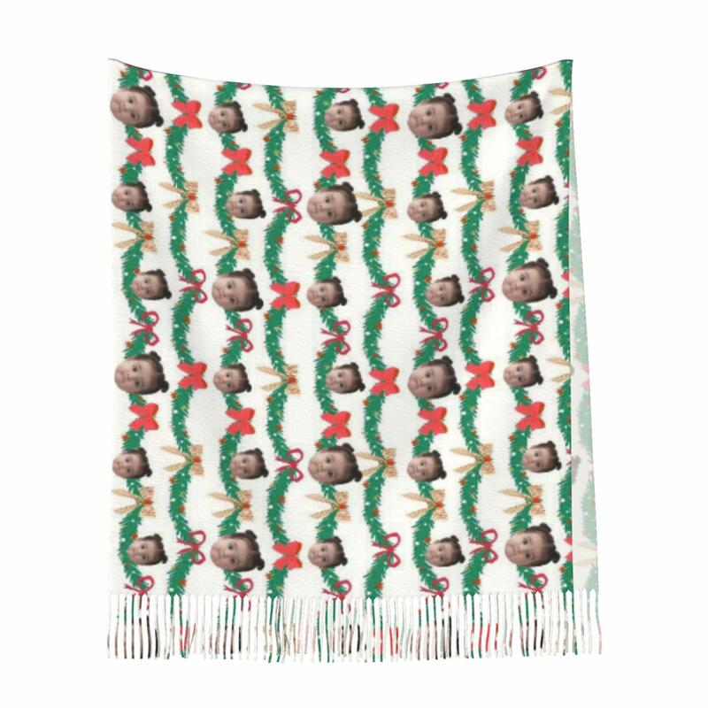 カスタマイズ 写真入れ 顔写真 スカーフ ストール 大判 クリスマス柄