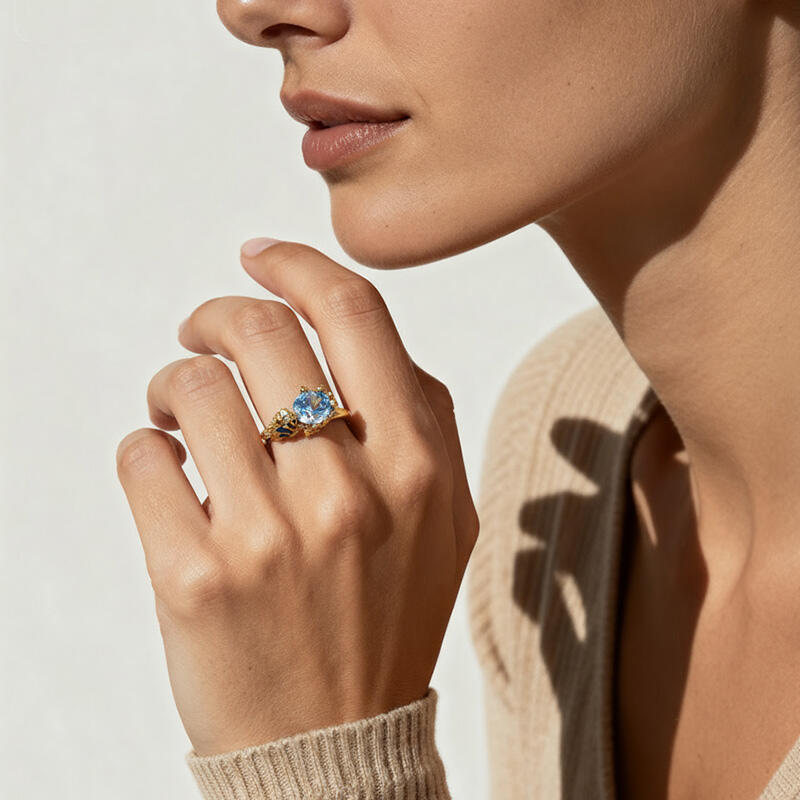 Jeulia Hug Me Anillo Pez Inspirado en el Océano de Plata de Ley