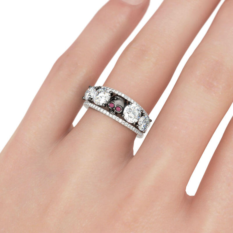 Jeulia Anillo Con Dos Tonos De Caravera De Talla Redonda En Plata De Ley