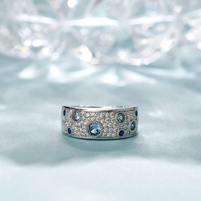 Jeulia Bague Femme Paysage dans Galaxie en Argent Sterling à Coupe Ronde