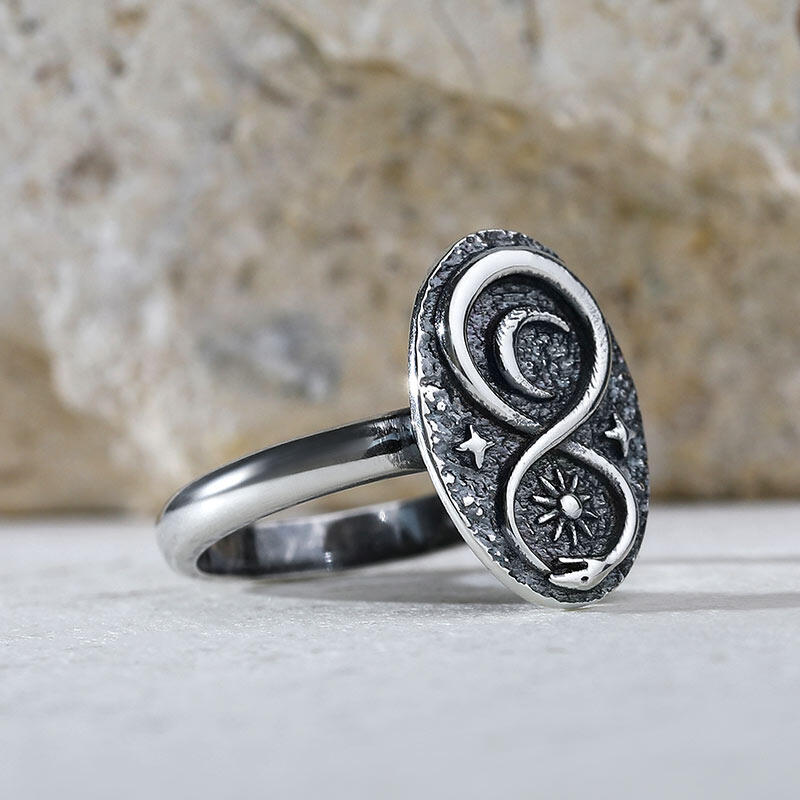 Jeulia "Celestial" Ouroboros Sterling Silver Ring