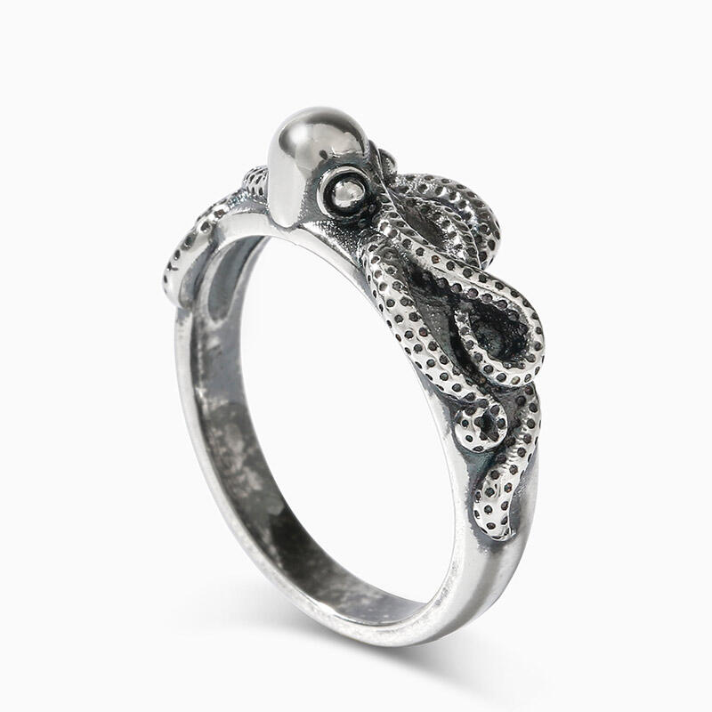Jeulia Octopus Design Sterling Silver Ring