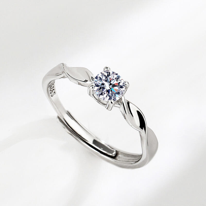 Jeulia Solitaire Round Cut Sterling Silver Adjustable Engagement Ring