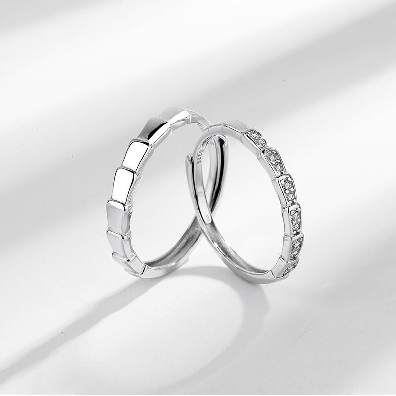 Jeulia Bamboo Love Sterling Silver Adjustable Couple Rings