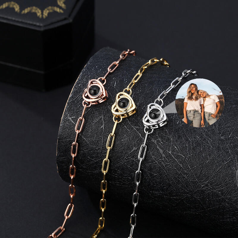 ハート 投影 写真 写真入れ ブレスレット オーダーメイド