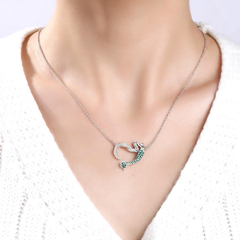 Jeulia "Ocean's Light" Sterling Silver Mermaid Gift Necklace for Valentine's Day