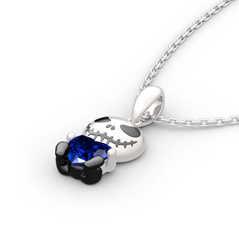 Jeulia Hug Me "Love Confession" Skull Heart Cut Sterling Silver Necklace