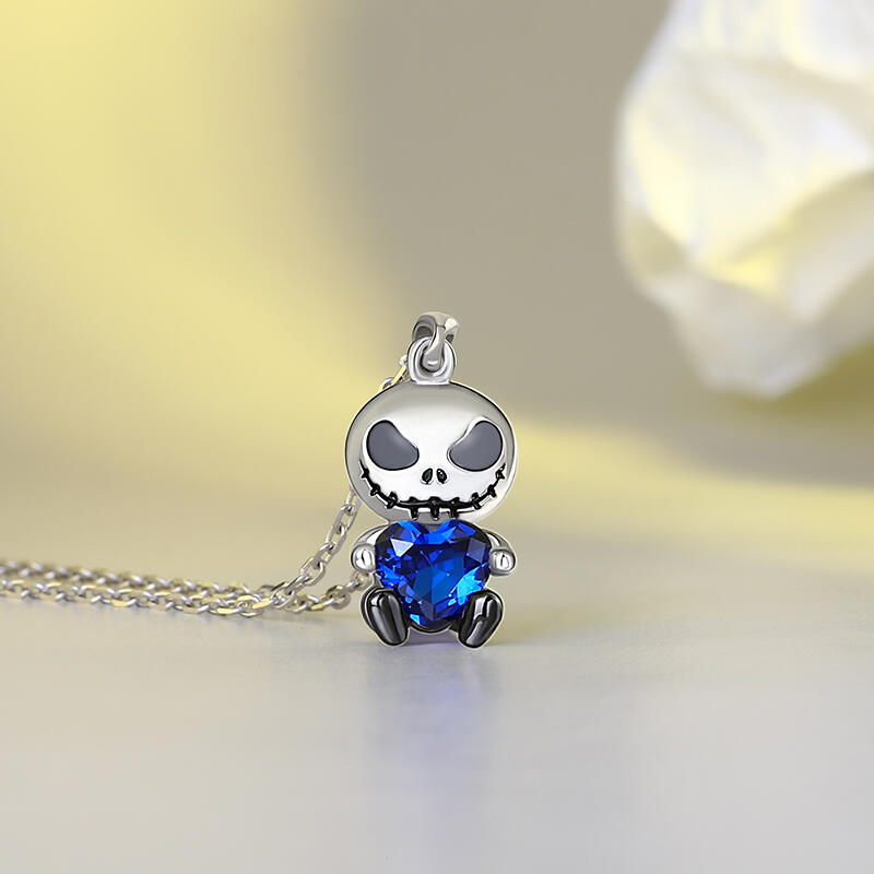 Jeulia Hug Me "Love Confession" Skull Heart Cut Sterling Silver Necklace