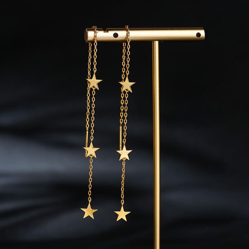 Jeulia "Dreamy Star" Sterling Silver Threader Earrings
