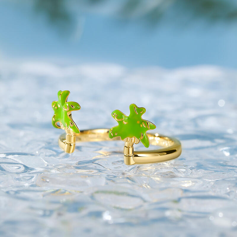 Jeulia Palm tree Adjustable Sterling Silver Ring