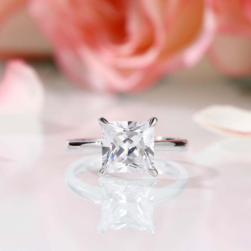 Jeulia Princess Cut Solitaire Sterling Silver Ring