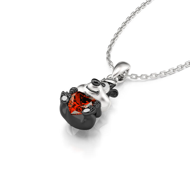Jeulia Hug Me "Romantic Skunk" Heart Cut Sterling Silver Necklace