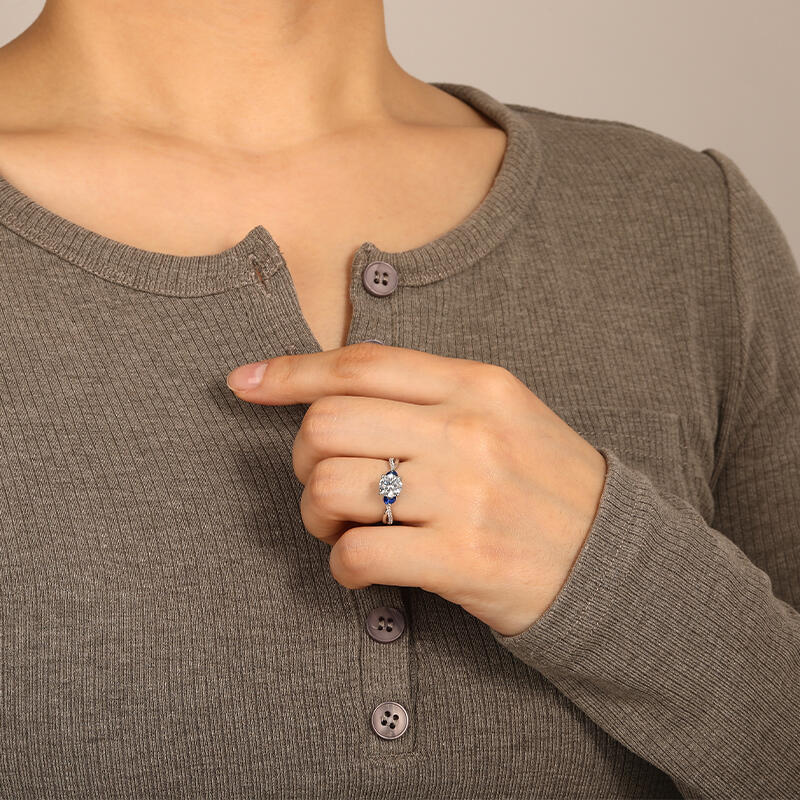 "The Promise of Soulmate" Round Cut Side Stone Engagement Ring