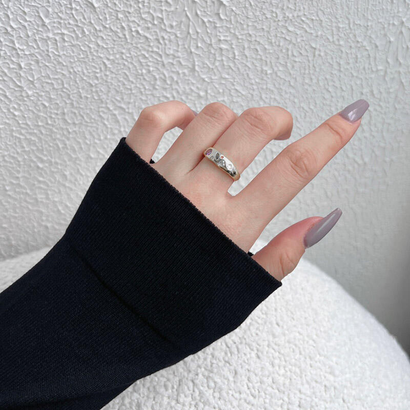 Jeulia Contrast Color Design Sterling Silver Open Women's Band