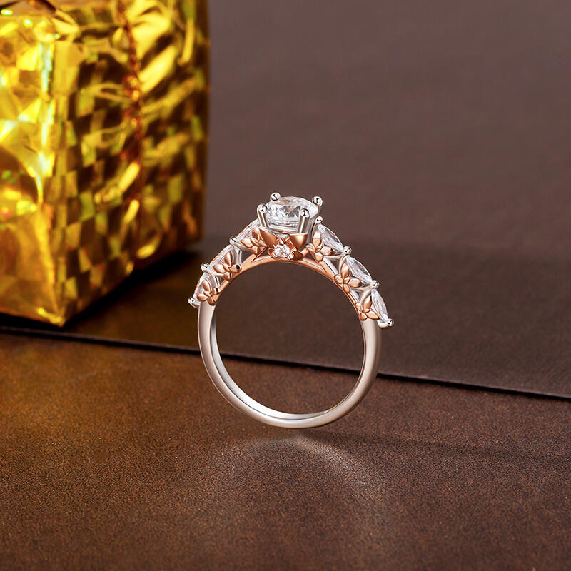 Jeulia Two Tone Design Butterfly Engagement Ring