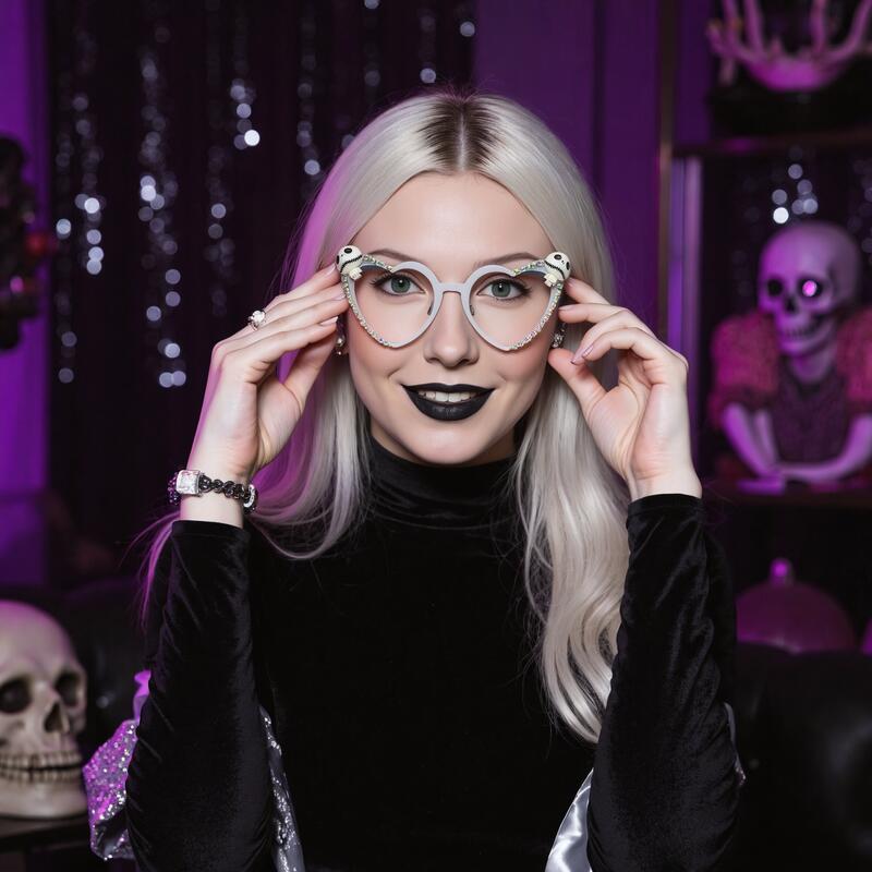Halloween Cedriea Heart Skeleton Glasses