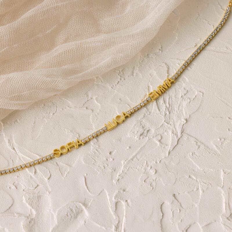 Bracelet personnalisé avec prénom et diamant cadeau pour maman