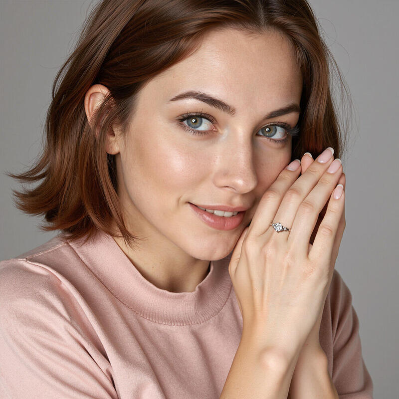 "You're The Only One" Round Cut Three Stone Engagement Ring