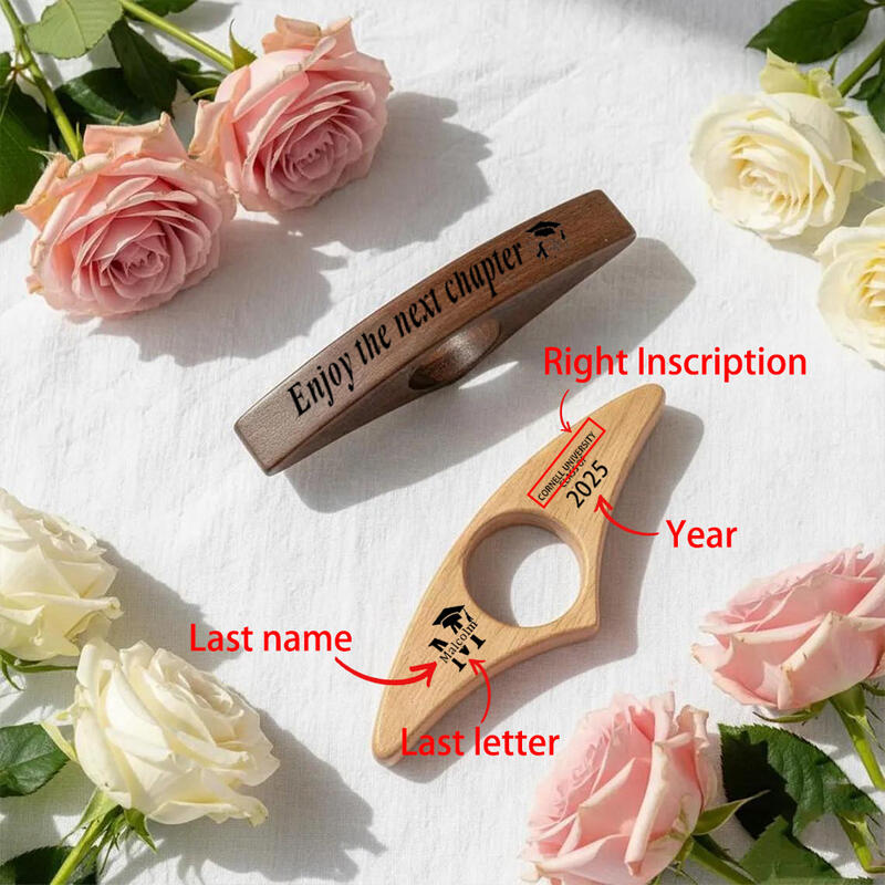 Personalized Reading Book Page Holder Thumb Reading Wood Ring Graduation Gifts for Kid