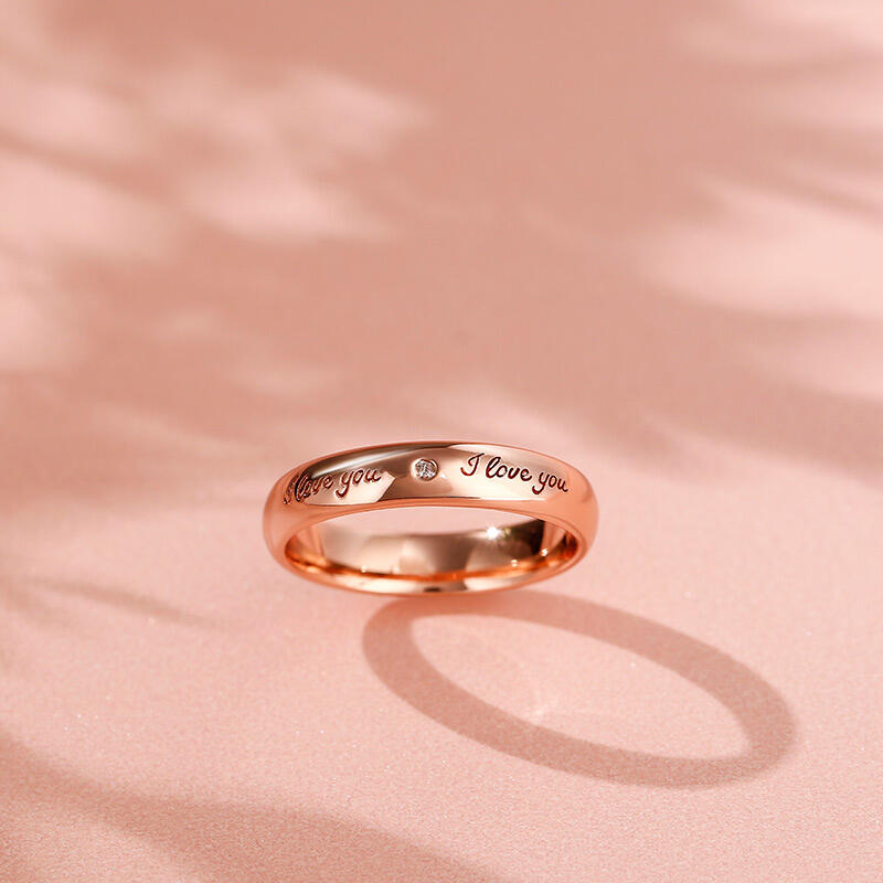 Jeulia "I Love You" Rose Gold Tone Sterling Silver Women's Band