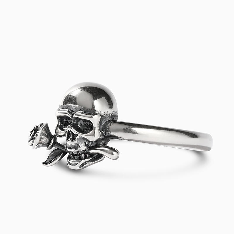 Jeulia "Skull & Rose" Sterling Silver Ring