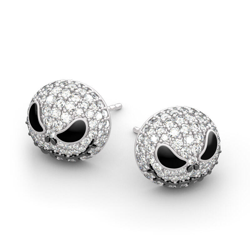 Jeulia "King of Halloween Town" Sterling Silver Skull Earrings