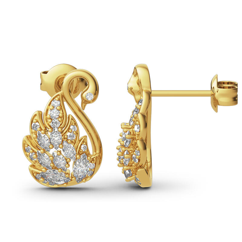 Jeulia Aretes de plata de ley con diseño de cisne