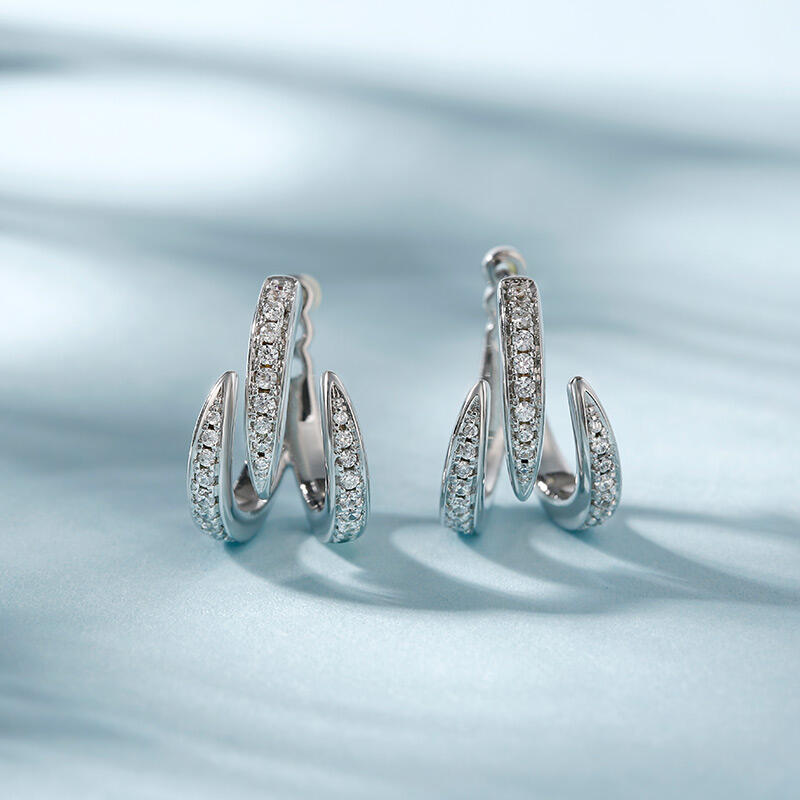 Jeulia Spike Design Round Cut Sterling Silver Earrings