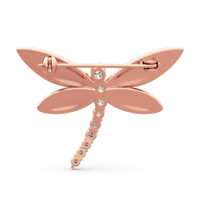 Jeulia "Garden Dragonfly" Round Cut Sterling Silver Brooch