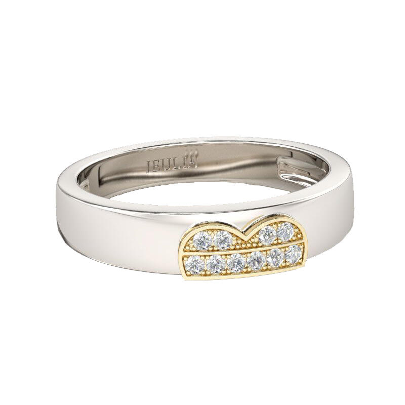 Dwa Kolory Serce Design Okrągłe Cięcie Srebrna Kobieta Opaska