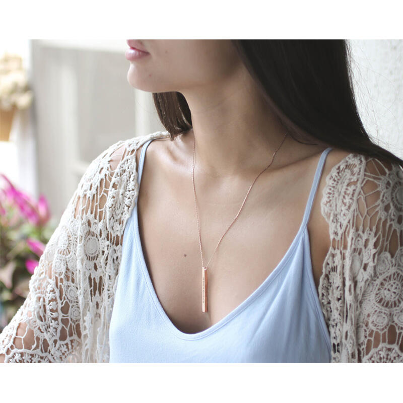 Jeulia Personalized Vertical Bar Sterling Silver Necklace