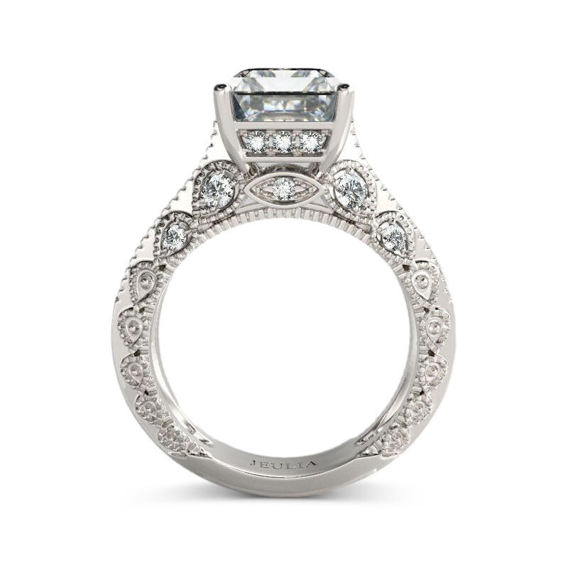 Jeulia Vintage Emerald Cut Sterling Silver Ring