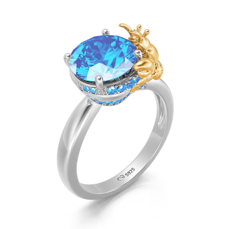 Jeulia Hug Me "Hermit Crab" Round Cut Sterling Silver Ring