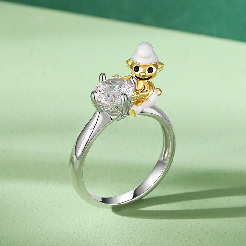 Jeulia Hug Me "Little Elf" Round Cut Sterling Silver Ring